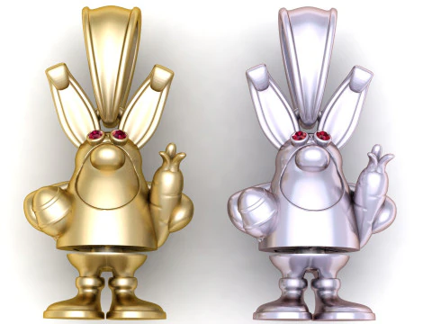 Liontin kelinci emas yang lucu Model Cetak 3D