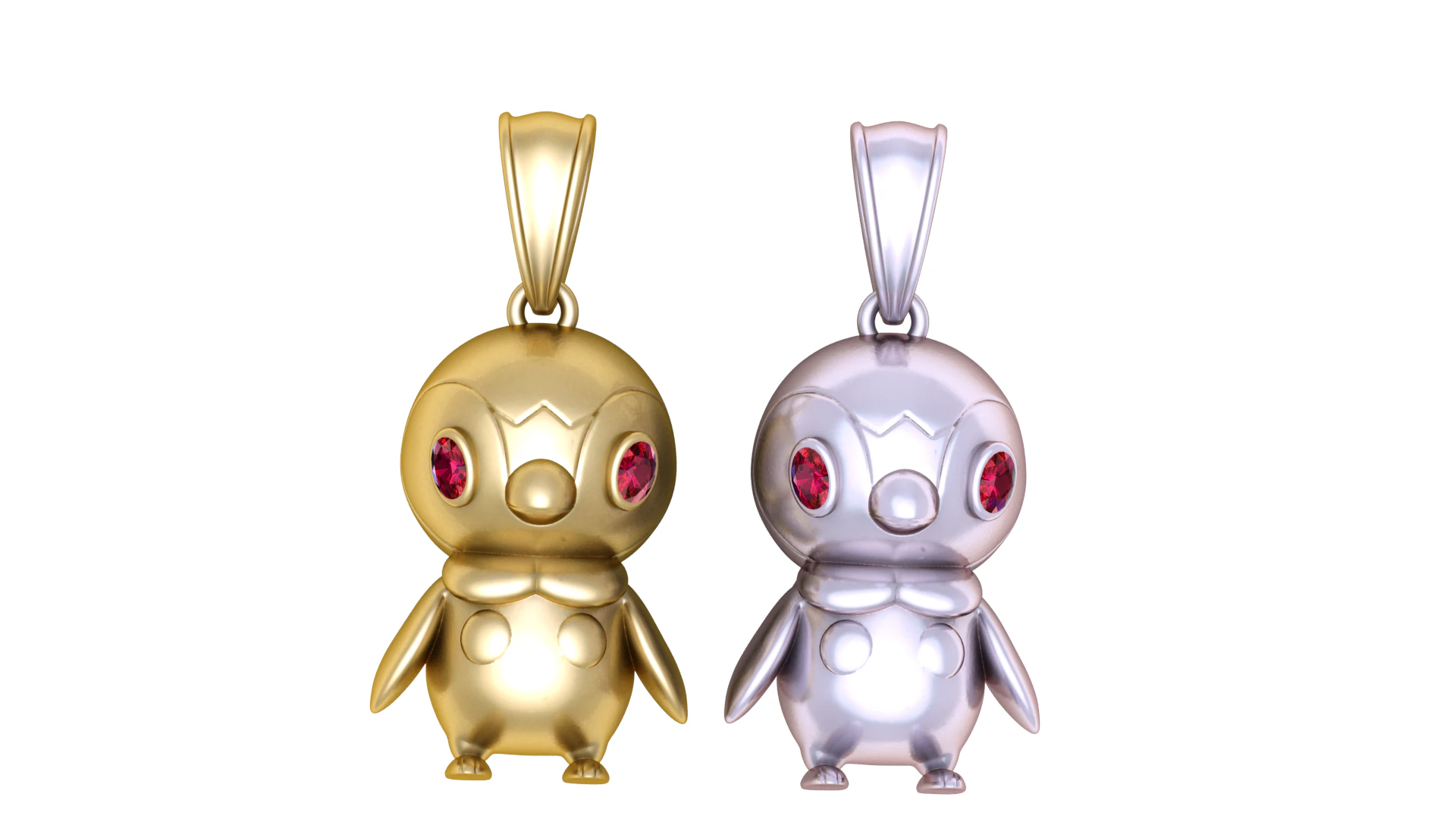 Gold penguin pendant 3D Print Model .c4d .max .obj .3ds .fbx .stl .blend 