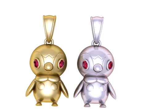 Ciondolo pinguino in oro Modello di stampa 3D