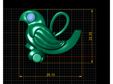 ゴールドバードペンダント 3Dプリントモデル