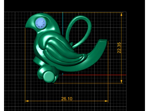 Gold bird pendant 3D Print Model