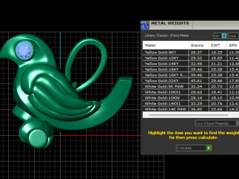 ゴールドバードペンダント 3Dプリントモデル