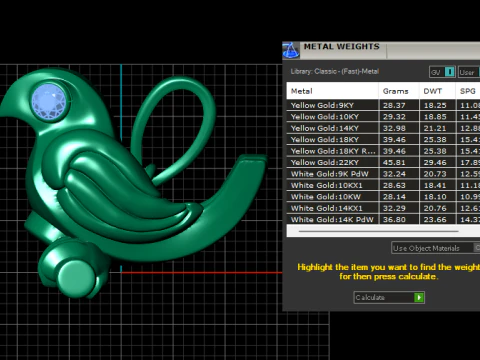 Gold bird pendant 3D Print Model