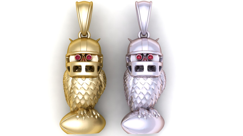 Gold owl pendant 3D Druckmodell .c4d .max .obj .3ds .fbx .stl .blend