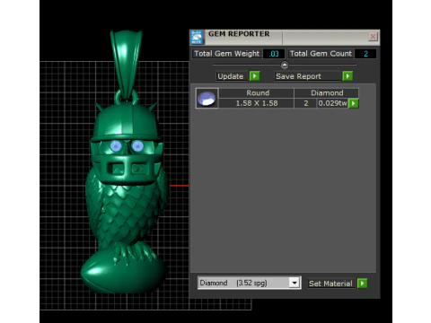 Gold owl pendant 3D Print Model