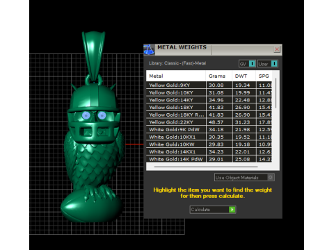 Gold owl pendant 3D Druckmodell