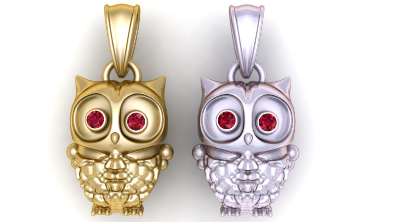 Gold owl pendant 3D Baskı Modeli .c4d .max .obj .3ds .fbx .stl .blend 