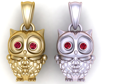 Gold owl pendant Modèles 3D en vedette