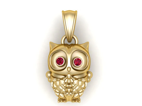 Gold owl pendant 3D Print Model