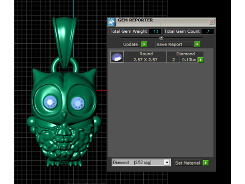 Gold owl pendant 3D Baskı Modeli
