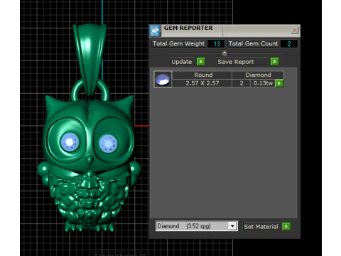Gold owl pendant 3D Print Model