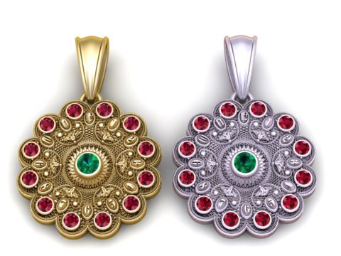 Gold filigree pendant Model Cetak 3D