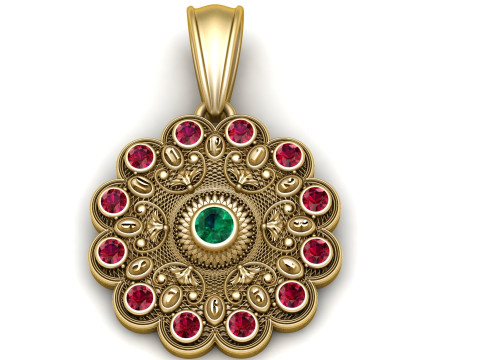 Gold filigree pendant 3D प्रिंट मॉडल
