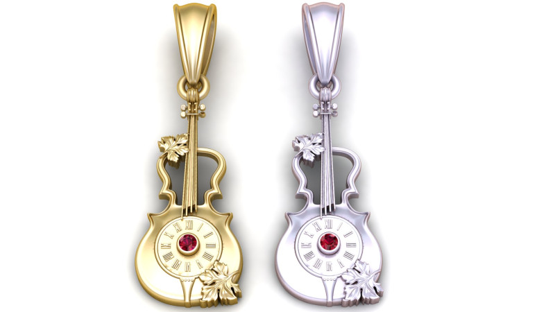 Gold violin pendant Model Cetak 3D .c4d .max .obj .3ds .fbx .stl .blend
