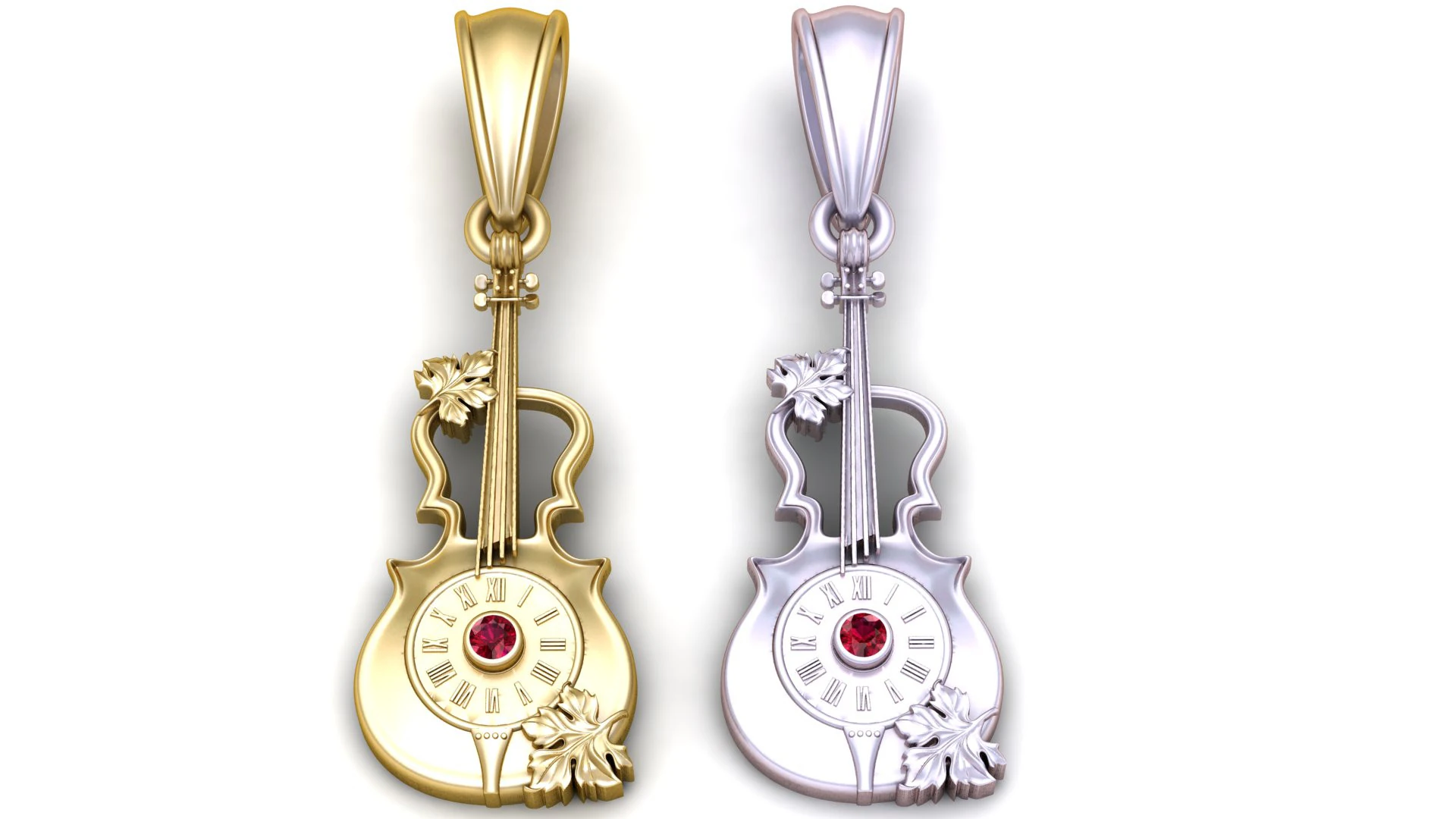 Gold violin pendant 3D Print Model .c4d .max .obj .3ds .fbx .stl .blend 