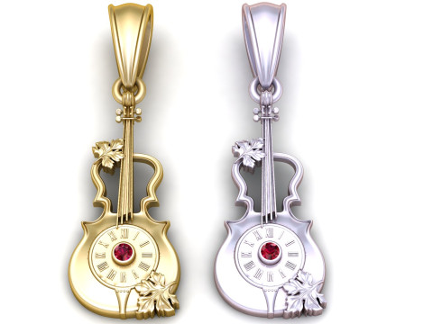 Gold violin pendant Model Cetak 3D