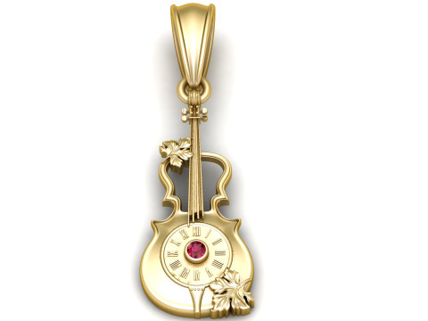 Gold violin pendant Model Cetak 3D