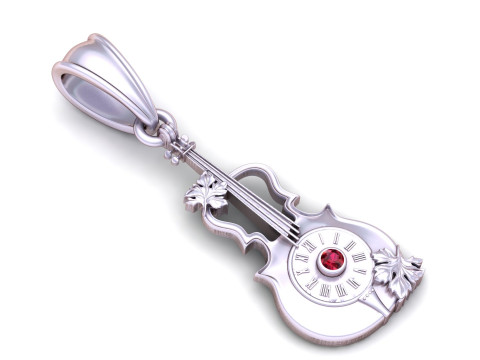 Gold violin pendant Model Cetak 3D