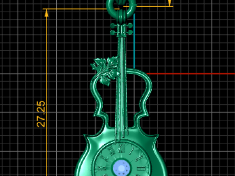 Gold violin pendant Model Cetak 3D