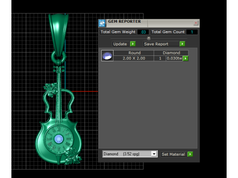 Gold violin pendant Model Cetak 3D