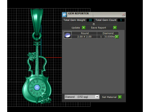 Gold violin pendant 3D Print Model