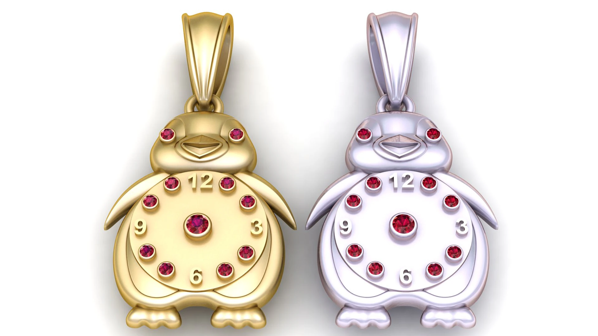 Gold penguin pendant 3D Print Model .c4d .max .obj .3ds .fbx .stl .blend