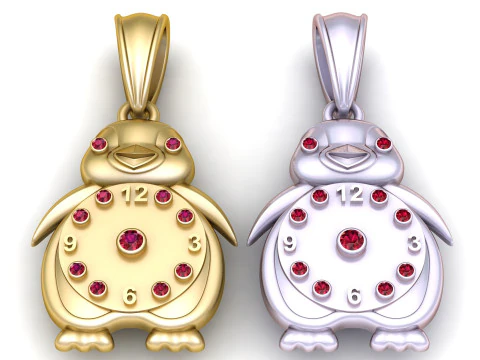 Ciondolo pinguino in oro Modello di stampa 3D