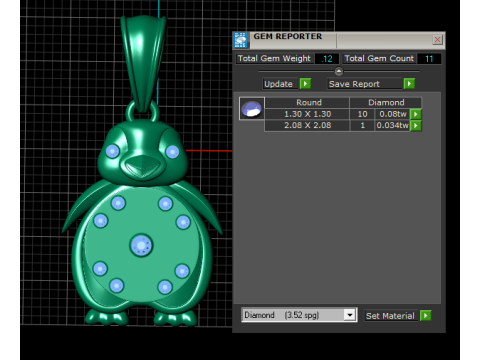 Gold penguin pendant Modelo de Impressão 3D