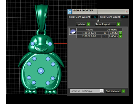 Gold penguin pendant 3D Print Model