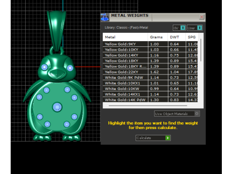 Gold penguin pendant Modelo de Impressão 3D