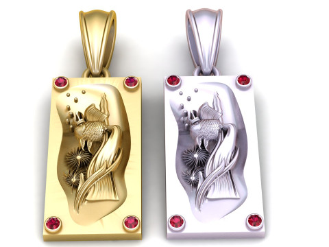 Gold rectangular pendant 3D 프린트 모델