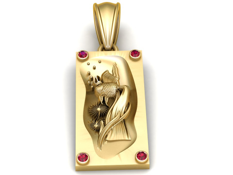 Gold rectangular pendant 3D Print Model