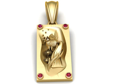 Gold rectangular pendant 3D Print Model