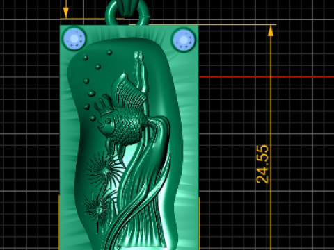Gold rectangular pendant 3D Print Model