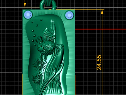 Gold rectangular pendant 3D Print Model
