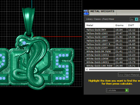 2025 Cobra Pendant 3D Print Model