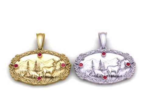 Gold oval pendant 3D प्रिंट मॉडल
