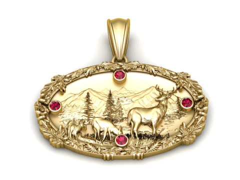 Gold oval pendant 3D Print Model