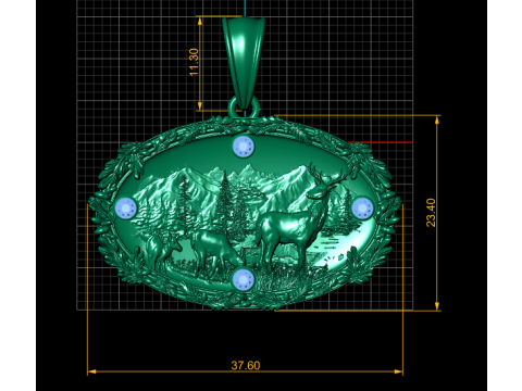 Gold oval pendant 3Dプリントモデル