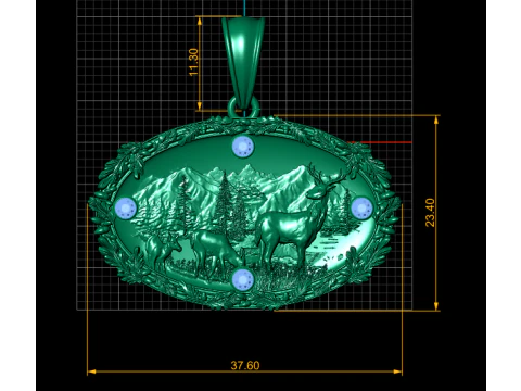 Gold oval pendant 3D Print Model