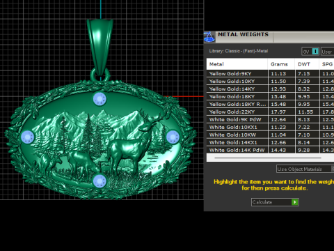Gold oval pendant 3Dプリントモデル