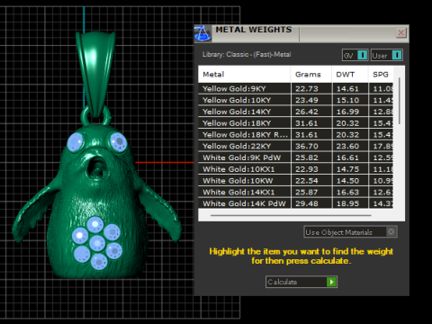 ユニークなゴールドペンダント 3Dプリントモデル