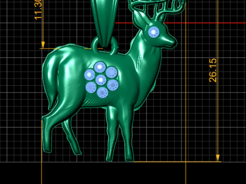Görkemli Geyik Altın Kolye 3D Baskı Modeli
