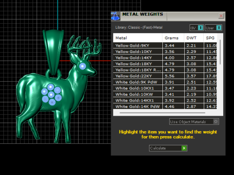 Majestic Deer Gold Pendant 3D प्रिंट मॉडल