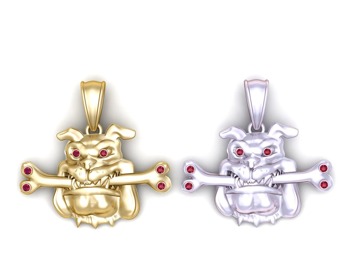 Fierce Bulldog Gold Pendant 3D Print Model .c4d .max .obj .3ds .fbx .stl .blend 