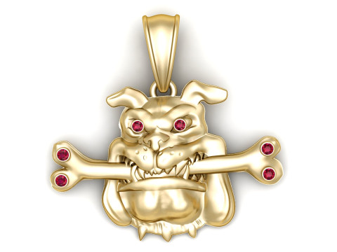 Fierce Bulldog Gold Pendant 3D Print Model