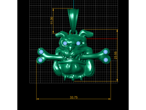 Fierce Bulldog Gold Pendant 3D Print Model