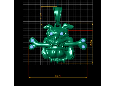 Fierce Bulldog Gold Pendant 3D Print Model