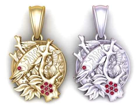 ゴールデンフィッシュコーラルペンダント 3Dプリントモデル