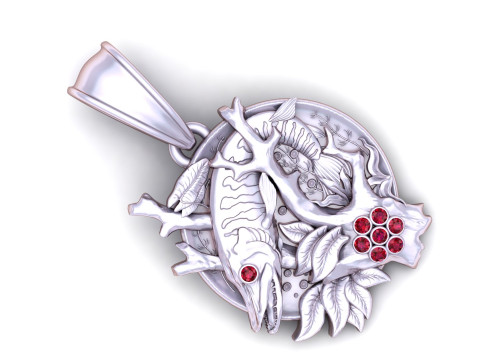 Golden Fish Coral Pendant 3Dプリントモデル